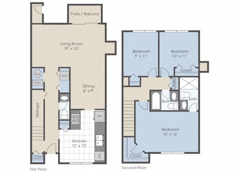 3 Bedroom 2 Bath Floor Plan at The Element @ St Andrews, Mishawaka, 46545
